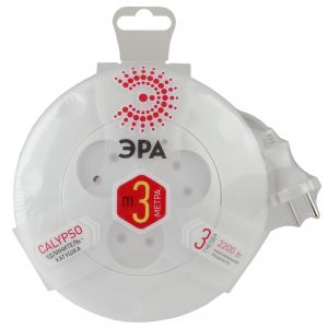 Удлинитель-рулетка 3-м. 3м. б/з ЭРА Белый UR-3-3M-W