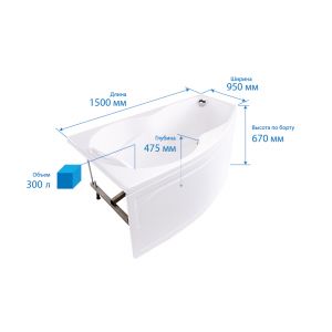 Ванна TRITON Бриз правая 150x95x67