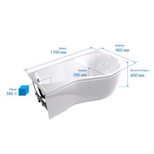 Ванна TRITON Мишель правая 170x96x60