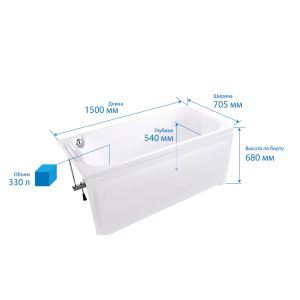 Ванна акриловая TRITON Чарли 150x70,5 см