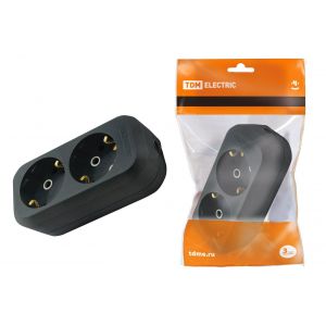 Колодка розеточная 2-м. с/з TDM 16А 250В Черная