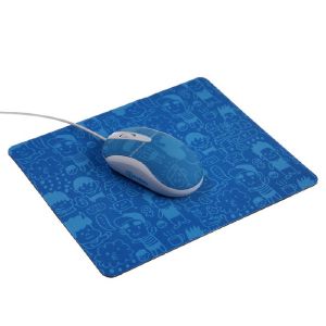 Мышь OXION, проводная, оптическая, 800 dpi, USB, +коврик, белая 9517604