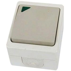 Выключатель открытой установки TDM Вуокса одноклавишный проходной с подсветкой IP54 