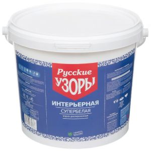 Краска воднодисперсионная, Русские узоры, для потолков, матовая, белоснежная, 3 кг