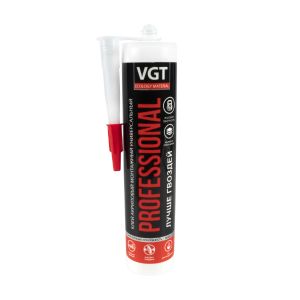 Клей монтажный VGT Professional, акриловый, универсальный, 0,35 кг, белый