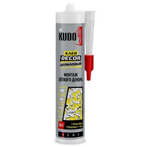 Клей монтажный Kudo Home Decor Жидкие гвозди, акриловый, 280 мл, белый