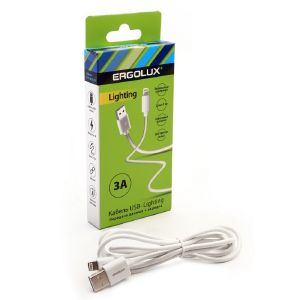 ERGOLUX ELX-CDC03-C01 (Кабель USB-Type C, 3А, 1,2м, Белый, Зарядка+Передача данных, Коробка)