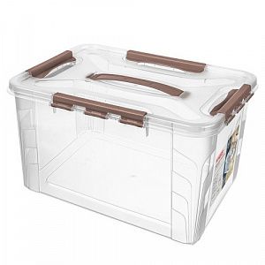 Ящик для хранения Econova Grand box 20 л, 390х290х245 мм, прозрачный/коричневый 435206014