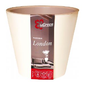 Горшок для цветов InGreen London D280мм, 10,5л c дренажной вставкой, Сливочный IG620810001