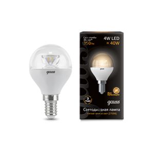 Лампа светодиодная Gauss Globe Crystal Clear E14 4 Вт 2700K Шар