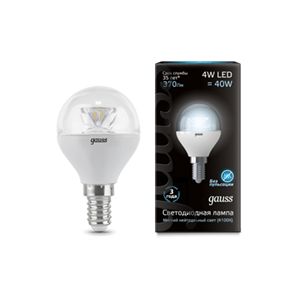 Лампа светодиодная Gauss Globe Crystal Clear E14 4 Вт 4100K Шар
