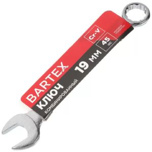 Ключ комбинированный, Bartex 19 мм, CrV сталь, Эко