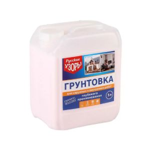 Грунтовка водно-дисперсионная, акриловая, Русские узоры, глубокого проникновения, 5 л