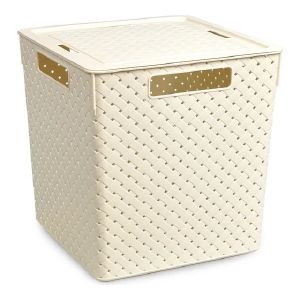 Коробка для хранения «Береста» квадратная с крышкой 294х294х301 слоновая кость 23 л 6823126