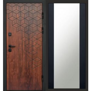 Дверь металлическая Стиль Спейс Дуб Зеркало Макси Black 860х2050 Правая