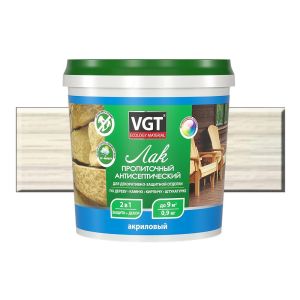 Лак пропиточный с антисептиком для дерева и камня VGT, акриловый, 0,9 кг, белый