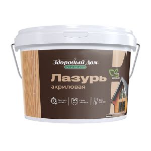 Деревозащитное средство Здоровый Дом Лазурь акриловая, Орех, 2,5 л