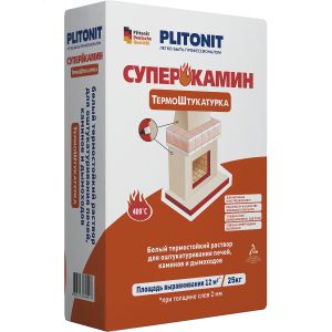 Смесь штукатурная Плитонит Суперкамин ТермоШтукатурка 25 кг Белый