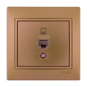 Розетка 1-м. с/у LEZARD МИРА Комп. Метал. Зол. 701-1313-149 (Р)
