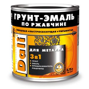 Грунт-эмаль Dali по ржавчине 3 в 1 гладкая 0,75 л RAL 9005 Чёрный