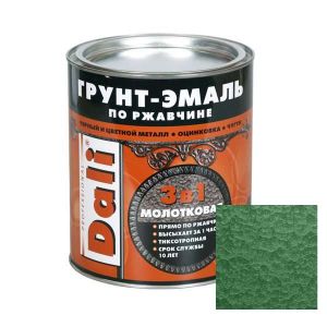Грунт-эмаль Dali по ржавчине 3 в 1 молотковая 0,75 л Зелёная