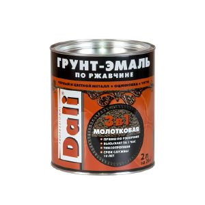 Грунт-Эмаль DALI по ржавчине 3 в1 молотковая 2 л Черная