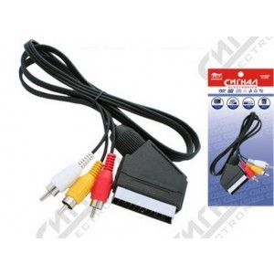 Шнур соединительный для аудио-видео  SCART- 3 х RCA  1.5 м с переключателем