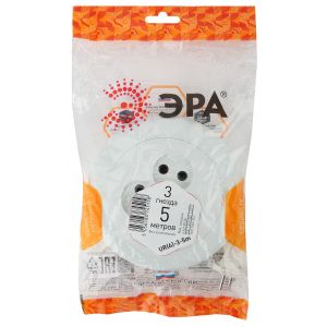 Удлинитель-рулетка 3-м. 5м. б/з ЭРА Белый UR(6)-3-5m