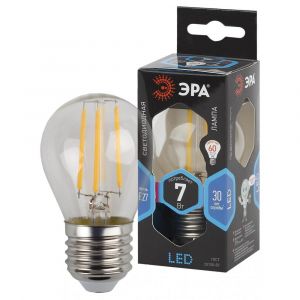 Лампа светодиодная Эра F-LED Е27 7 Вт P45 Шар Прозрачная 4000К
