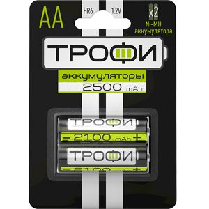 Аккумулятор.батарея ТРОФИ HR6-2BL 2500 mAh тип АА 2 шт. в блистере