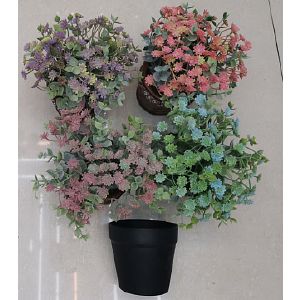 Цветы искусственные в пластмассовом кашпо YM703