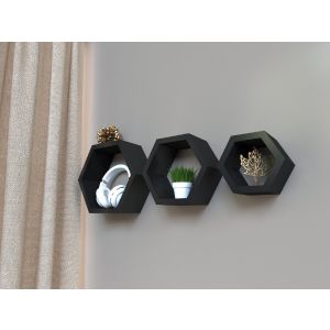 Комплект полок Москва QWERTY цвет черный 30*26*10 см; 24*21*10 см; 18*15,5*10 см