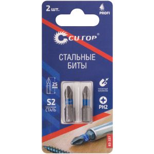 Набор стальных бит 2 шт CUTOP Profi, PH2, 25 мм