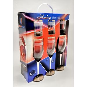 Подарочный набор 12 пр (6 бокалов + 6 стопок) 12082-З2 Золотая спираль