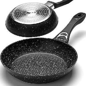 Сковородка алюминиевая 26 см мраморная крошка с ручкой МВ Черный