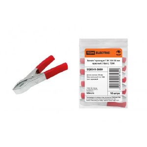 Зажим Крокодил TDM 3К 10А 50 мм.Красный (SQ0541-0009) 2 шт уп