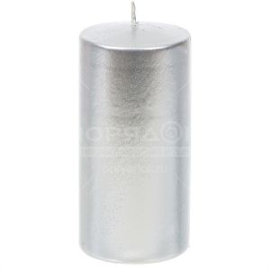 Свеча декоративная, 12х6 см, цилиндр, Evis Candles, Серебрянная