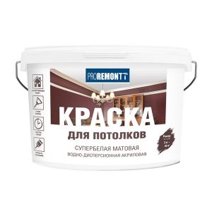 Краска для потолков PROREMONTT супербелая 3 кг, Л-С