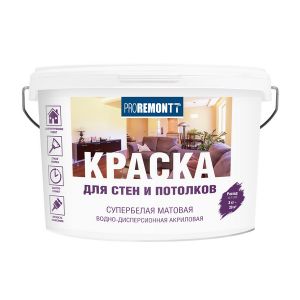 Краска для стен и потолков PROREMONTT супербелая 3 кг, Л-С