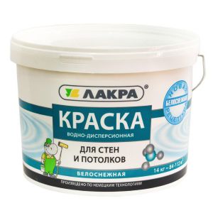 Краска акриловая для стен и потолков Лакра белоснежная 14 кг