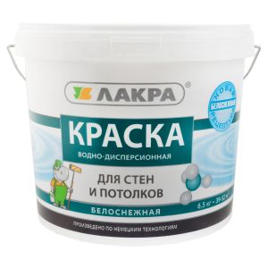 Краска акриловая для стен и потолков Лакра белоснежная 6,5 кг