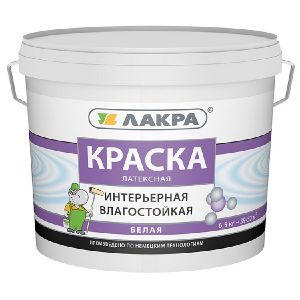 Краска интерьерная латексная  влагостойкая Лакра белоснежная 6,5 кг