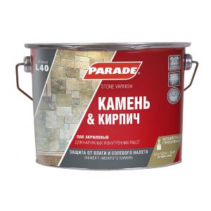 Лак для камня акриловый на растворит. PARADE L40 Камень & Кирпич глянец 2,5 л, Россия