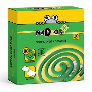 Спирали от комаров без запаха зеленые 10 шт Nadzor