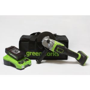 Машина углошлифовальная аккумуляторная Greenworks GD24AGK2, 24v, бесщеточная АКБ 2 А·ч и ЗУ,в кейсе
