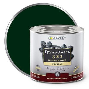 Грунт-эмаль 3 в 1 ЛАКРА Зелёный мох RAL 6005 1,7 кг
