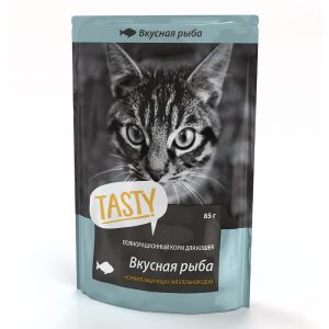 Влажный корм Tasty для кошек, рыба в желе, пауч, 85 г