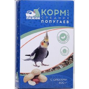 Корм «Пижон» для средних попугаев, с орехами, 400 г