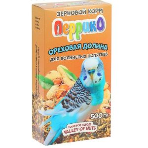 Корм зерновой «Перрико. Ореховая долина» для волнистых попугаев, коробка 500 г
