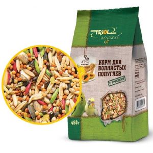 Корм Triol для волнистых попугаев, с фруктами, 450 г